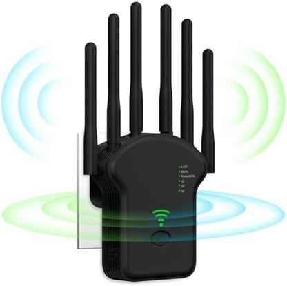Répéteur WiFi Extérieur avec 6 Antennes, Amplificateur 2024, Support jusqu'à 45 Appareils