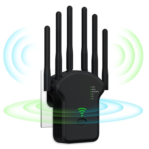 Répéteur WiFi Extérieur avec 6 Antennes, Amplificateur 2024, Support jusqu'à 45 Appareils