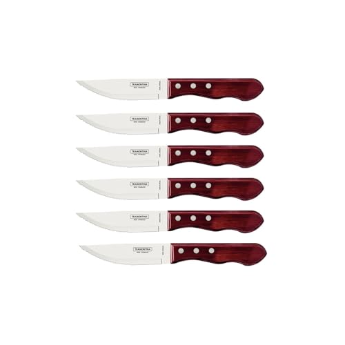 Tramontina - Couteaux à steak Jumbo. 6pcs inox et bois.