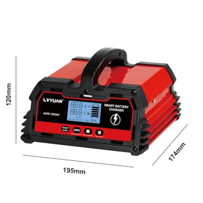 Chargeur de Batterie de Voiture Intelligent 25A 12V/24V 12A,