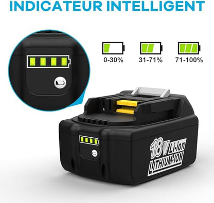 2 Pièces 18V 5500mAh Batterie pour Makita Batterie 18V BL1850 BL1860 BL1840 BL1830