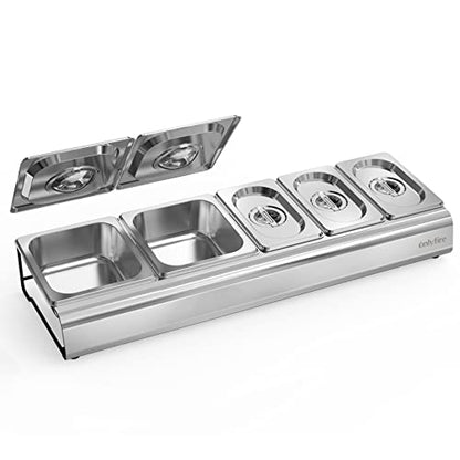 Bac Inox Avec Couvercles pour Restauration et la Cuisine, 5 Bac Rangement Frigo