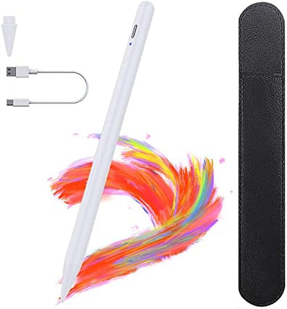 TiMOVO Stylet à Écran Tactile, Stylet à Charge Rapide Compatible avec iPad/iPhone/Android/iOS/Samsung/Xiaomi Tablettes, Stylet Écran Capacitif avec Affichage de Puissance, Blanc