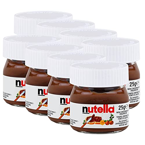 Nutella Ferrero Lot de 8 petits pots à tartiner, au chocolat, en verre, 25 g