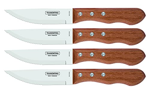 Tramontina - Couteaux à steak Dynamic Jumbo 4pcs. Inox et bois