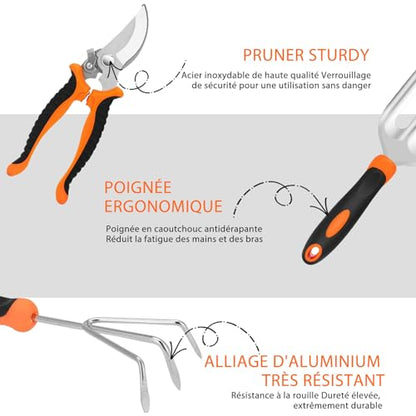 Ensemble d'Outils de Jardinage 10 Pièces