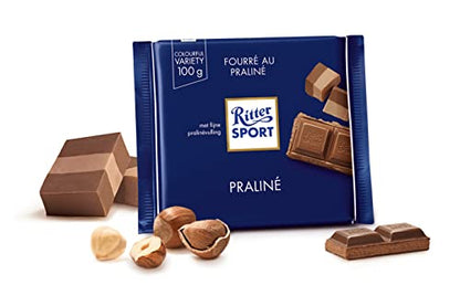 Tablette Carrée Pralinée RITTER SPORT - 100 g - Boîte de 13 Chocolats à Emporter