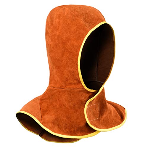QeeLink Capuchon de Soudage en Cuir - Résistant à la Chaleur, Sécurité, Respirant