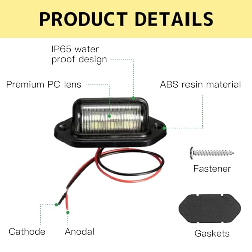 Lot de 2 Éclairages LED Immatriculation Auto Étanches, Led Voiture Exterieur