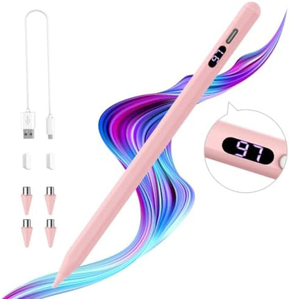 TiMOVO Stylet à Écran Tactile, Stylet à Charge Rapide Compatible avec iPad/iPhone/Android/iOS/Samsung/Xiaomi Tablettes, Stylet Écran Capacitif avec Affichage de Puissance, Blanc