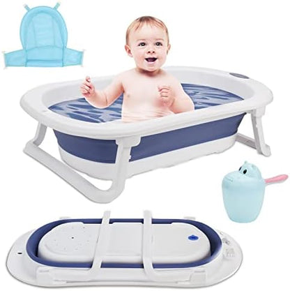 Baignoire pour bébé avec support, pliable, avec support antidérapant, tapis de bain