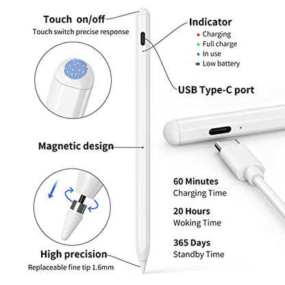 Stylet Tactile Magnétique, LEZUN Stylo à écran 1,5 mm à Pointe en Plastique, Compatible avec Toutes Les Tablettes à écran Tactile et Téléphones Portables, Livré avec 2 Embouts de Remplacement