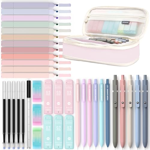 Lot de 39 Fournitures Scolaires Esthétiques - Trousse Rose
