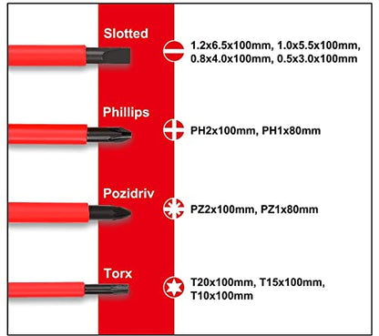 Ensemble de Tournevis Électricien Isolés 13pcs 1000V Geevorks