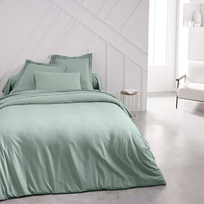 TODAY Essential - Drap Housse 160X200 cm 2 Personnes 100% Coton Uni, Celadon