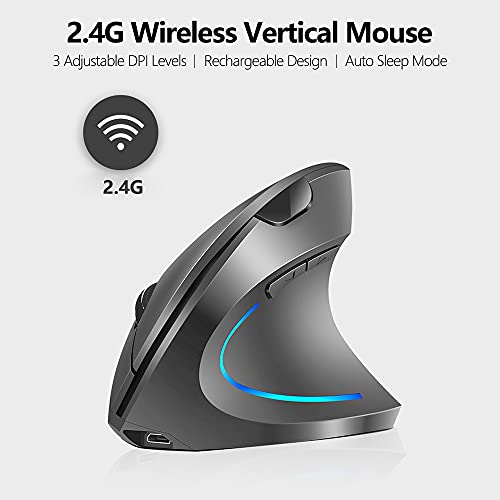 Docooler Souris verticale sans fil 2,4 G Souris