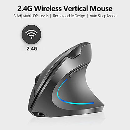 Docooler Souris verticale sans fil 2,4 G Souris