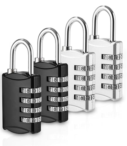 Cadenas à Code 4 Chiffres - Ensemble de 4 Pièces