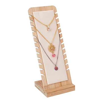 Présentoir à Collier Chevalet en Bois, Porte Bijoux avec 12 Emplacements Rangement 10x9.5x26.5cm