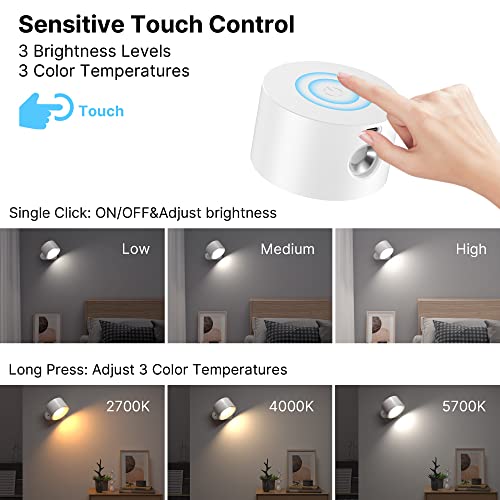 2 lampes mural led sans fil 360 degrès