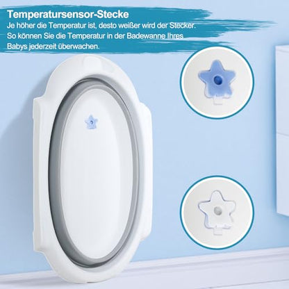 Baignoire pour bébé avec support, pliable, avec support antidérapant, tapis de bain