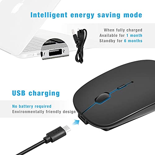 Souris Bluetooth sans fil pour ordinateur portable/Macbook/iPad/iPhone (iOS13.1.2 et versions ultérieures), rechargeable et silencieuse, mini souris