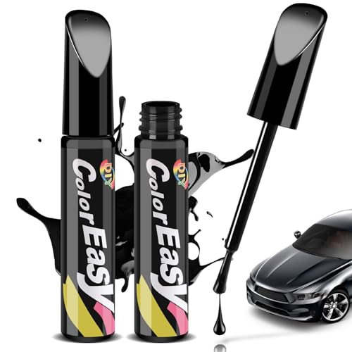 2 Pièces Stylo Retouche Peinture Noir Brillant, Stylo