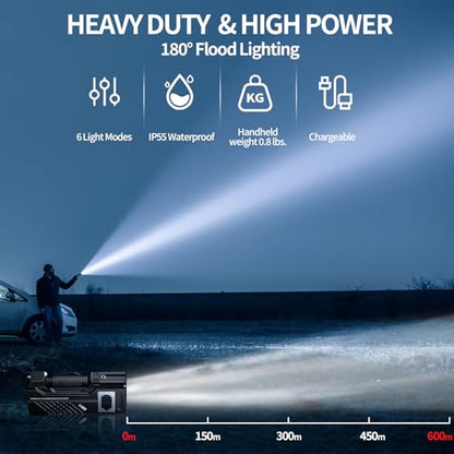 Lampe Torche LED Ultra Puissante, 100000 Lumens Lampe de Poche