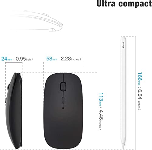 Souris Bluetooth sans fil pour ordinateur portable/Macbook/iPad/iPhone (iOS13.1.2 et versions ultérieures), rechargeable et silencieuse, mini souris