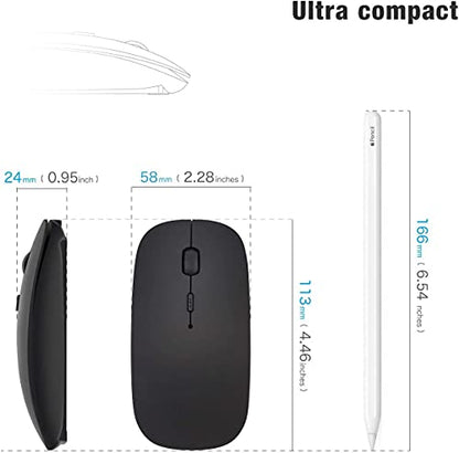 Souris Bluetooth sans fil pour ordinateur portable/Macbook/iPad/iPhone (iOS13.1.2 et versions ultérieures), rechargeable et silencieuse, mini souris