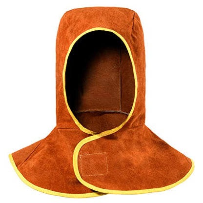 QeeLink Capuchon de Soudage en Cuir - Résistant à la Chaleur, Sécurité, Respirant