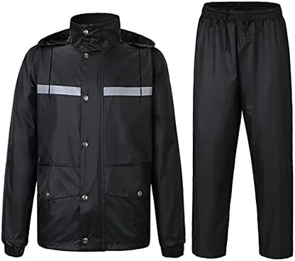 Yukirtiq Combinaison de Pluie Imperméable à Capuche Extérieur Homme Ensemble Veste et Pantalon Imperméables 2 Pièces Manteau Vêtements de Pluie