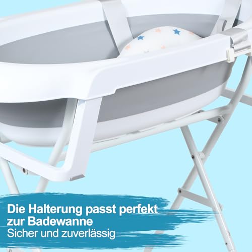 Baignoire pour bébé avec support, pliable, avec support antidérapant, tapis de bain