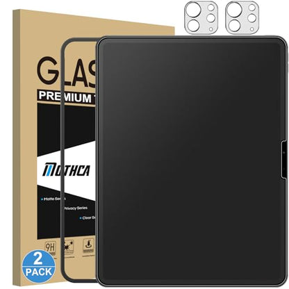 Verre Trempé Mat pour iPad Pro 13 Pouces 2024 M4, 9H Vitre Protection D'écran Mate et Protection Caméra, Anti-Reflet et Anti-Traces de Doigts, avec Outil d'Installation Facile, Lot de 2