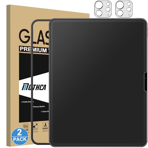 Verre Trempé Mat pour iPad Pro 13 Pouces 2024 M4, 9H Vitre Protection D'écran Mate et Protection Caméra, Anti-Reflet et Anti-Traces de Doigts, avec Outil d'Installation Facile, Lot de 2