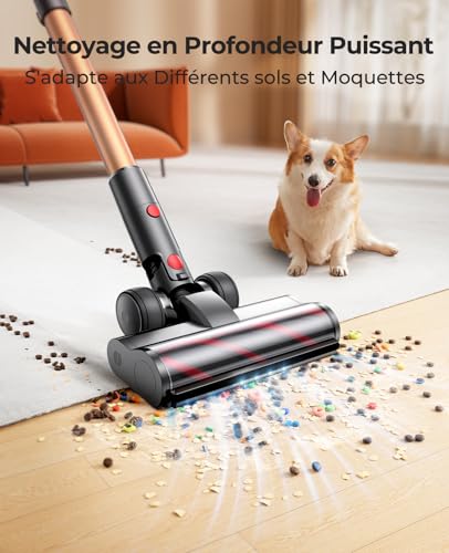 Aspirateur Balai sans Fil,60Mins Aspirateur sans Fil Puissant