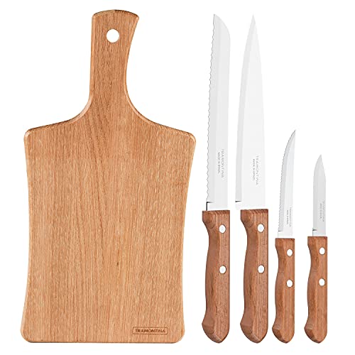 Tramontina Lot de 4 Couteaux de Cuisine + Planche à découper
