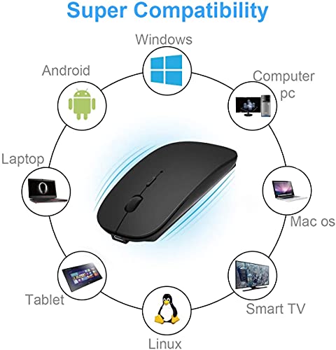 Souris Bluetooth sans fil pour ordinateur portable/Macbook/iPad/iPhone (iOS13.1.2 et versions ultérieures), rechargeable et silencieuse, mini souris