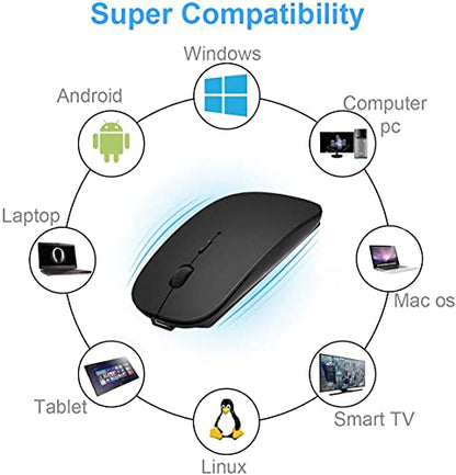 Souris Bluetooth sans fil pour ordinateur portable/Macbook/iPad/iPhone (iOS13.1.2 et versions ultérieures), rechargeable et silencieuse, mini souris