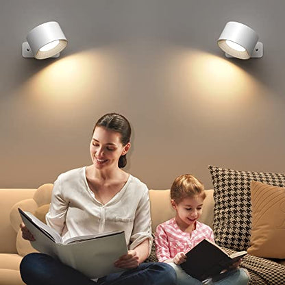 2 lampes mural led sans fil 360 degrès