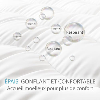 Surmatelas Nuage 160 x 200 cm en Microfibre - Confort Optimal - Moelleux, Anti-acarien,