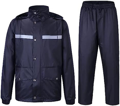 Yukirtiq Combinaison de Pluie Imperméable à Capuche Extérieur Homme Ensemble Veste et Pantalon Imperméables 2 Pièces Manteau Vêtements de Pluie