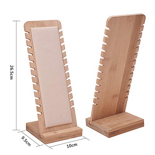 Présentoir à Collier Chevalet en Bois, Porte Bijoux avec 12 Emplacements Rangement 10x9.5x26.5cm