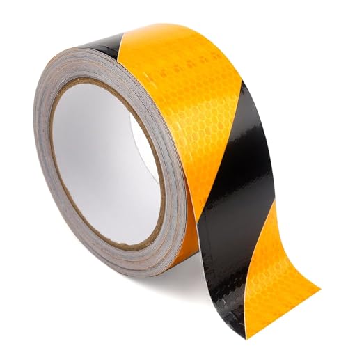 Bande Réfléchissante Autocollante Jaune et Noir (25M x 5cm)