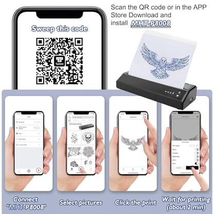 Thermocopieur Tatouage Imprimante de Transfert tatouage Machine Bluetooth avec 10 Feuilles