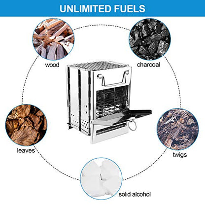 Réchaud à Bois Portable en Acier Inoxydable