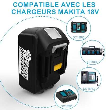 2 Pièces 18V 5500mAh Batterie pour Makita Batterie 18V BL1850 BL1860 BL1840 BL1830