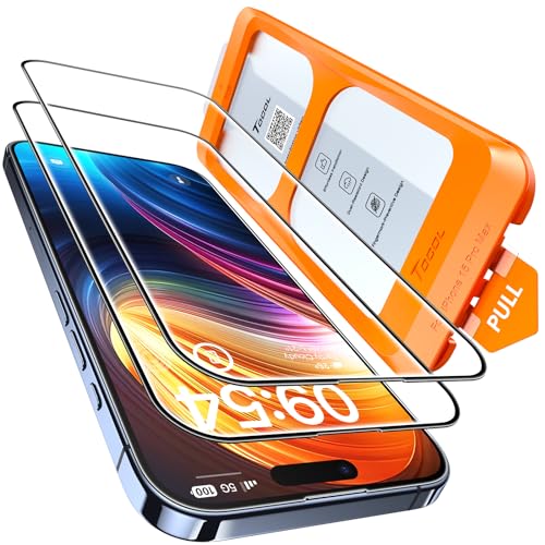 TOCOL 2 Pièces Verre Trempé pour iPhone 15 Pro Max Couverture Complète, Installation Automatique, Dureté 9H Résistant aux Rayures, Sans Bulles, Protection écran pour iPhone 15 Pro Max