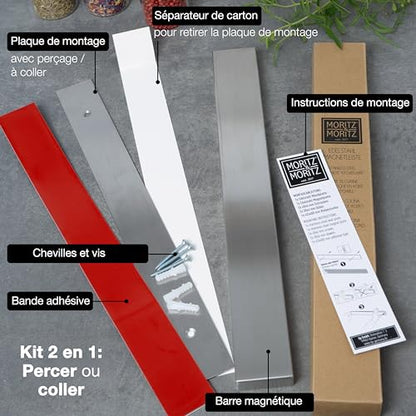 barre magnétique pour couteaux - rail universel, Acier inoxydable 40 cm