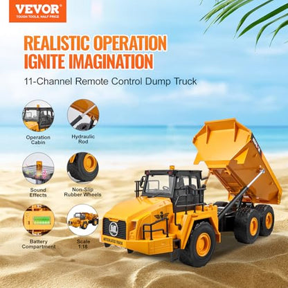 VEVOR Camion à Benne basculante télécommandé, 11 canaux, 8ans et plus